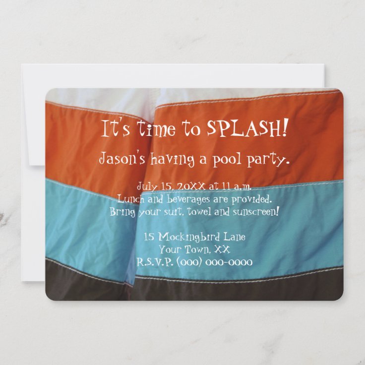 Boys Pool Party Invitation Zazzle