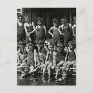 Boys posing between swims, 1920 Postcard