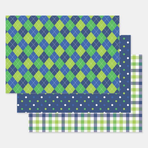 Boys Preppy Plaid Wrapping Paper Sheets