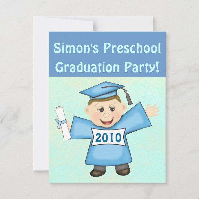 Boys Preschool / Kindergarten Graduation Party Invitation (Front)