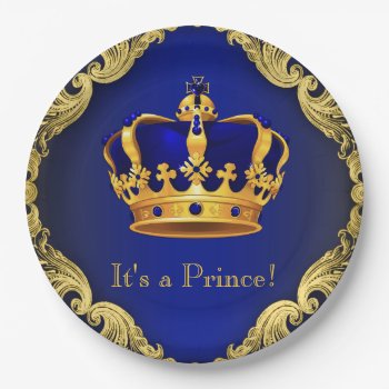 Boys Prince Baby Shower Paper Plates by BabyCentral at Zazzle