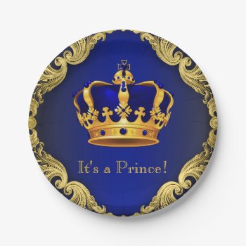 Boys Prince Baby Shower Paper Plates by BabyCentral at Zazzle