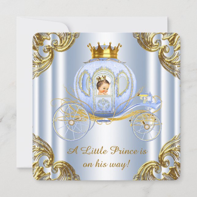 Boys Prince Royal Carriage Prince Baby Shower Invitation (Front)