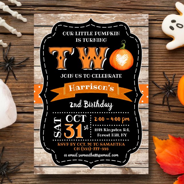 Boy's Pumpkin 2nd Birthday Invitation (Creator Uploaded)