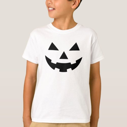 Boys Pumpkin Face  White T_Shirt