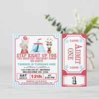 Boys Red Blue Greatest Show Circus Ticket Birthday