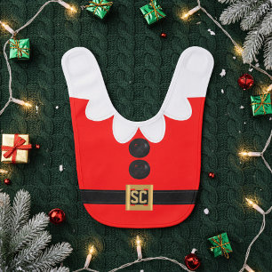 Boys Red Elf Costume Christmas Holiday Baby Bib