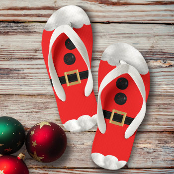 Boys Red Elf Santas Helper Festive Flip Flops by mothersdaisy at Zazzle