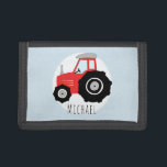 Boy's Red Farm Doodle Tractor with Name Tri-fold Wallet<br><div class="desc">This cool design is a part of a collection featuring cute transport doodles for baby boy's and girl's apparel and accessories. This design features a hand drawn red farm tractor, and can be personalized with your boy's name. Perfect as a young farmer or tractor lover's first wallet! Check out our...</div>