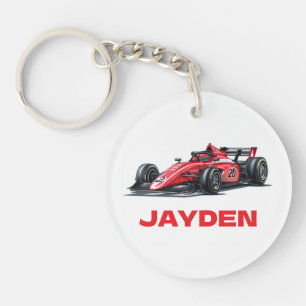 Boys Red Racing Car Personalized Keyring