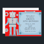 Boys Red Robot Custom Birthday Party Invitations<br><div class="desc">Boys Red Robot Custom Birthday Party Invitations. Customize for any event.</div>