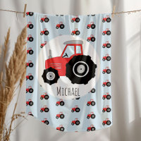 Boy's Red Tractor Pattern with Name Children's