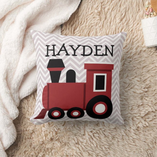 Boys Red Train Personalized Pillow (Blanket)