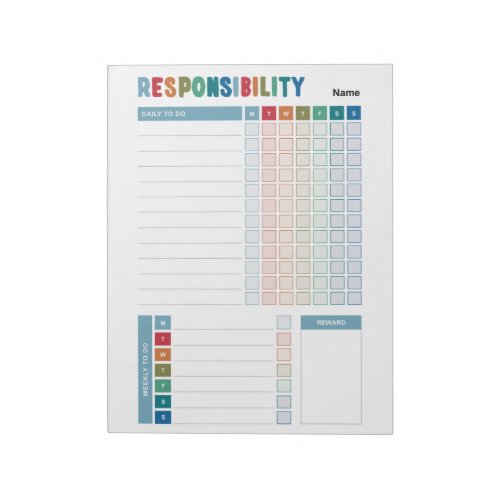 Boys Responsibility To Do List Notepad