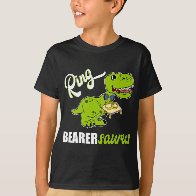 Boys Ring Bearer Dinosaur Rex Wedding Party Gift T-Shirt (Front)
