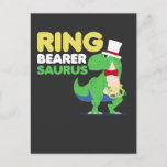 Boys Ring Bearer Dinosaur Rex Wedding Party Postcard<br><div class="desc">Boys Ring Bearer T-Shirt Dinosaur Rex Wedding Party Gift,  Cute Graphic Dinosaur Ring Bearersaurus Gift For Kids,  Boys,  Men,  Youth,  Toddler,  Child,  Children,  Nephew,  Cousin,  Grandchild,  Gift For Marriage,  Or Any Occasion Or Holiday</div>