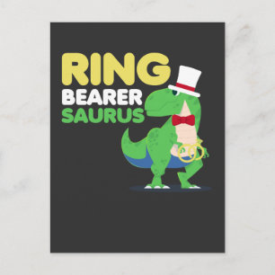 Boys Ring Bearer Dinosaur Rex Wedding Party Postcard