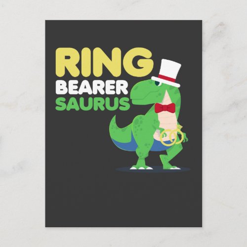 Boys Ring Bearer Dinosaur Rex Wedding Party Postcard