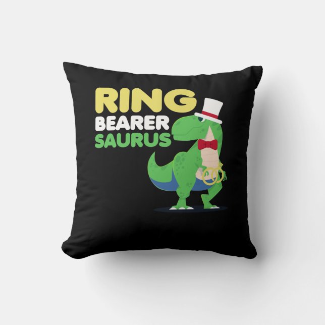 Boys Ring Bearer Dinosaur Rex Wedding Party Throw Pillow (Front)