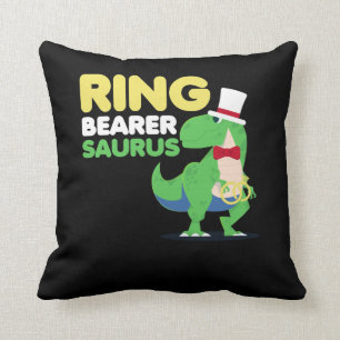 Boys Ring Bearer Dinosaur Rex Wedding Party Throw Pillow