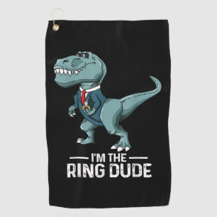 Boys Ring Bearer T-Rex Dinosaur Wedding Party Gift Golf Towel