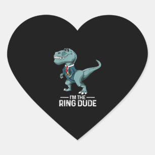 Boys Ring Bearer T-Rex Dinosaur Wedding Party Gift Heart Sticker
