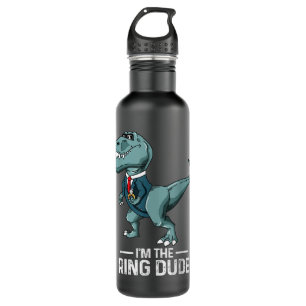 Boys Ring Bearer T-Rex Dinosaur Wedding Party Gift Stainless Steel Water Bottle