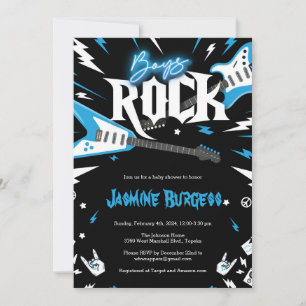 Boys ROCK Baby Shower Invitation, Guitar Invite