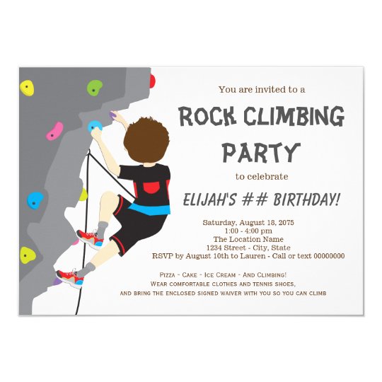 Boys Rock Climbing Birthday Party Invitation Zazzle Com