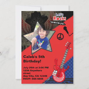 Boys Rock Star Rocker Rocker Photo Invitation
