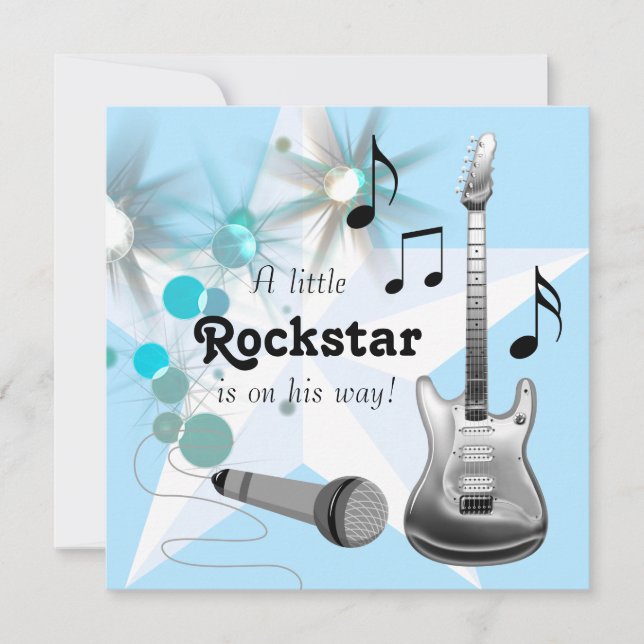 Boys Rockstar Baby Shower Invitation (Front)