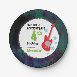 Boy's Rockstar Birthday with Red Guitar Paper Plates