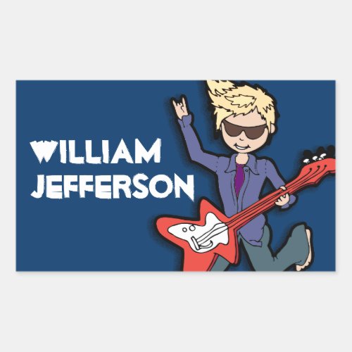 Boys rockstar blonde name blue id label sticker