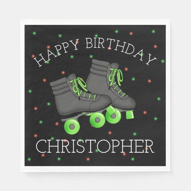 Boy's Roller Skate Birthday Napkins (Front)