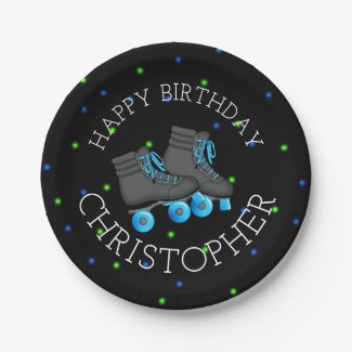 Boy's Roller Skate Birthday Party Paper Plate