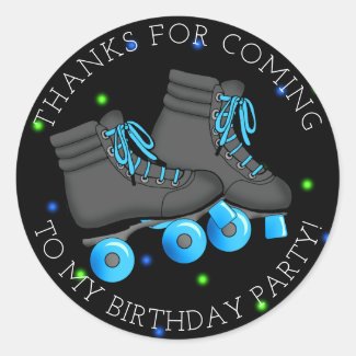 Boy's Roller Skate Birthday Thank You Classic Round Sticker