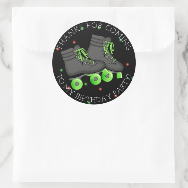 Boy's Roller Skate Birthday Thank You Classic Round Sticker (Bag)