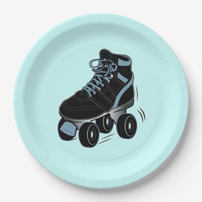 Boy's Roller Skate in Blue Paper Plates (Front)