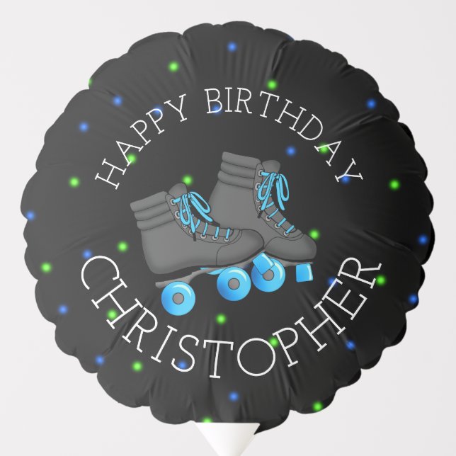 Boy's Roller Skate Personalized Birthday Balloon (Front)
