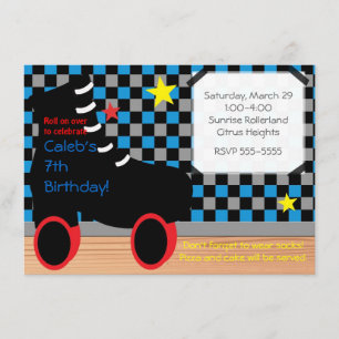 Boys Roller Skate Skating Party Invitation