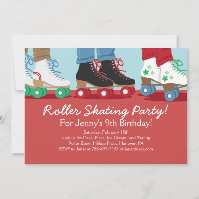 Boys Roller Skating Party Invitations (Front)