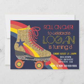 Boys Roller Skating Party, skate, roller disco Invitation