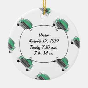 Boys Room Classic Car Gifts Sweet Green Retro Car Ceramic Ornament