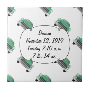 Boys Room Classic Car Gifts Sweet Green Retro Car Ceramic Tile