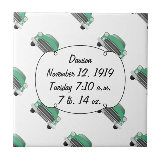 Boys Room Classic Car Gifts Sweet Green Retro Car Ceramic Tile (Front)