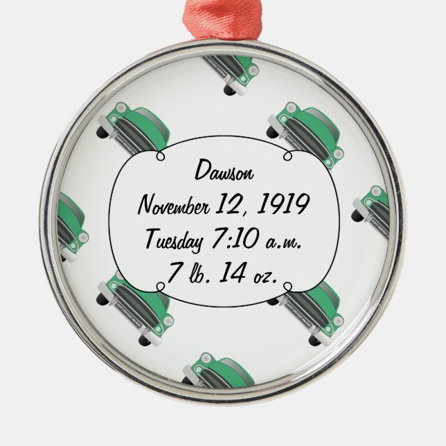 Boys Room Classic Car Gifts Sweet Green Retro Car Metal Ornament (Front)