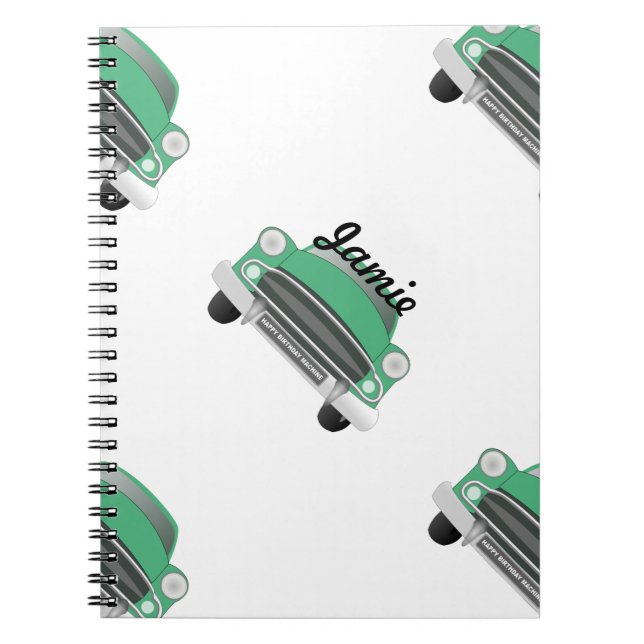 Boys Room Classic Car Gifts Sweet Green Retro Car Notebook (Front)