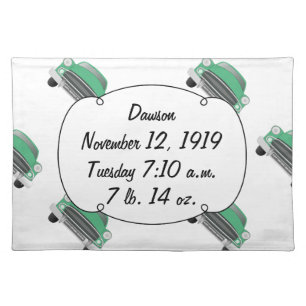 Boys Room Classic Car Gifts Sweet Green Retro Car Placemat