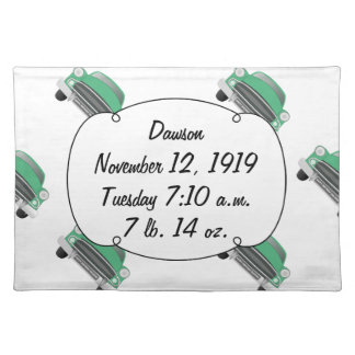 Boys Room Classic Car Gifts Sweet Green Retro Car Placemat