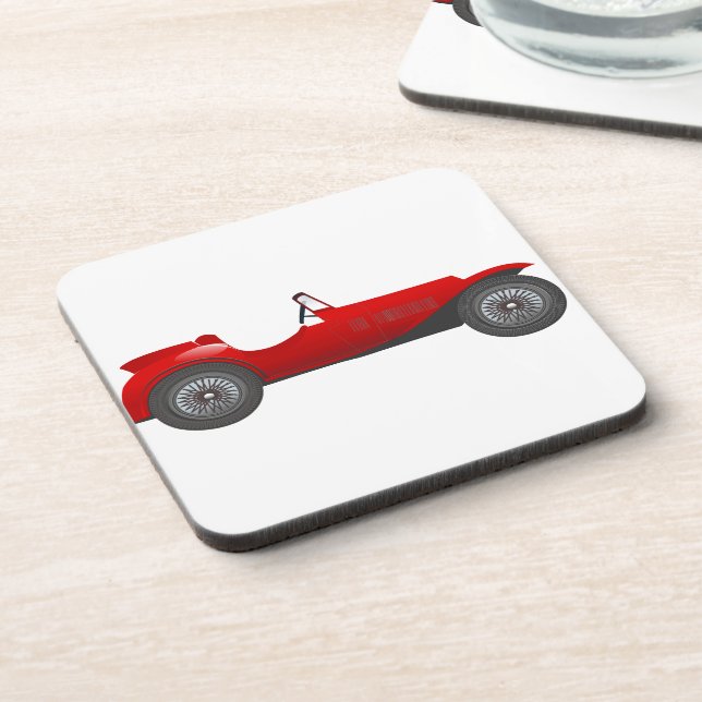 Boys Room Classic Car Gifts Sweet red Retro Car Beverage Coaster (Left Side)